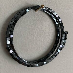 New vintage hematite beads stretchy bangle bracelet
